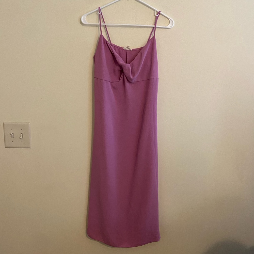 purple strapped dress